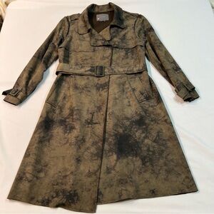 Anthropologie Roxie Sueded Tie Dye Trench Coat